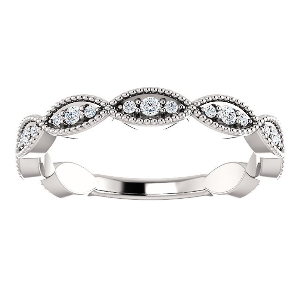 Pompeii3 1/5ct Diamond Wedding Ring Womens Stackable Anniversary Ring 14k White Gold 8.5