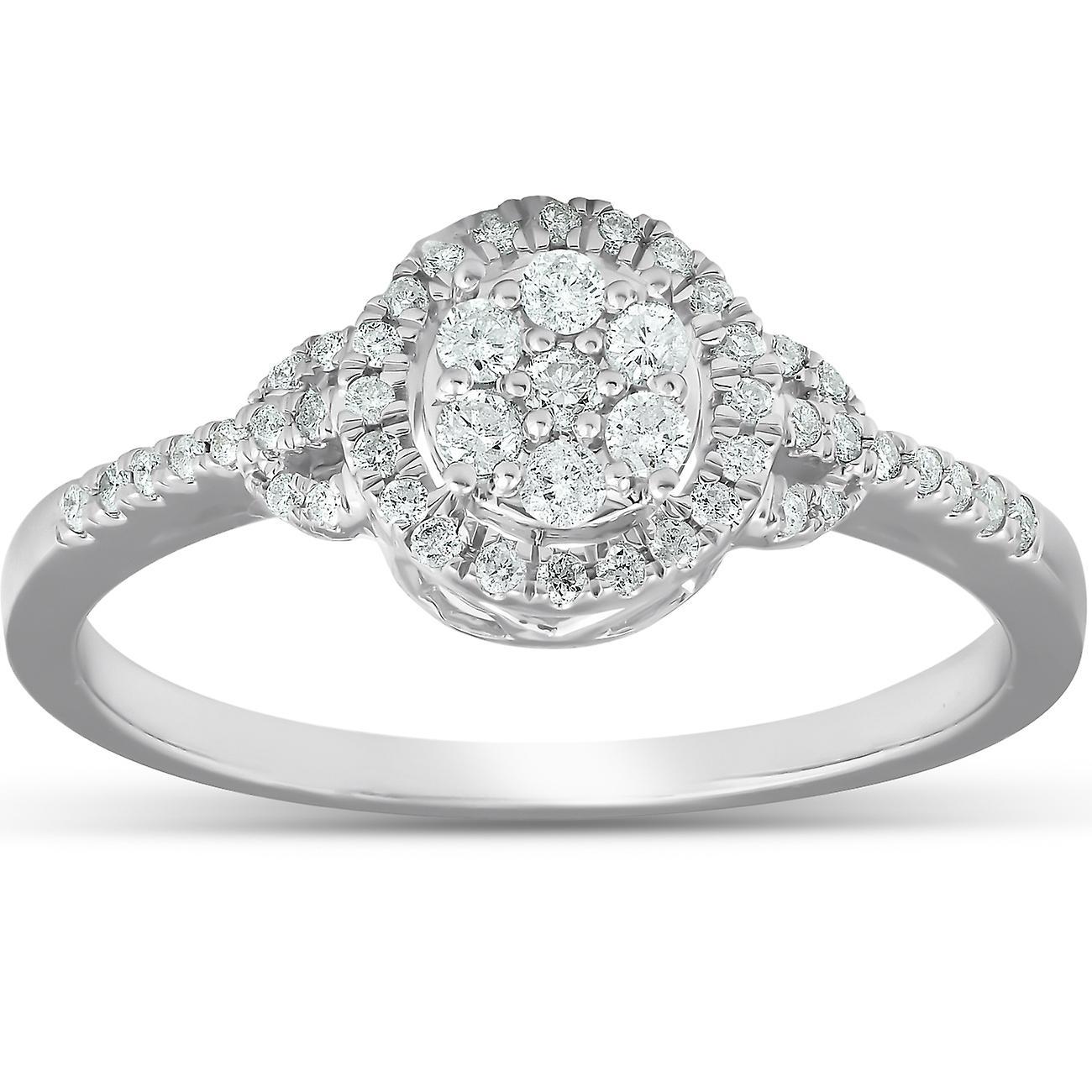 Pompeii3 1/4Ct Halo Diamond Engagement Ring 10k White Gold 9