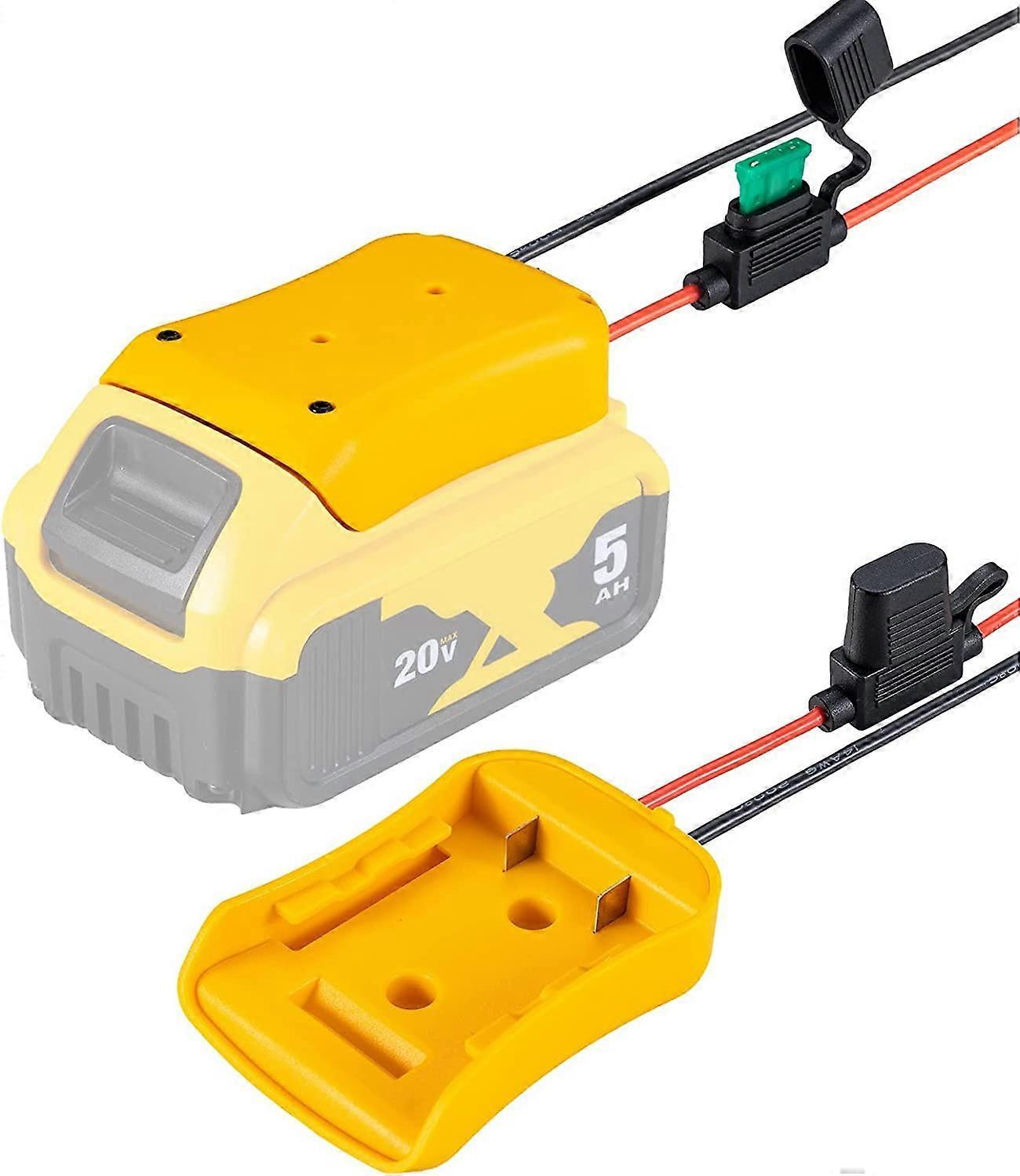 Yuysan Power Wheel Adapter for Dewalt 20V Battery with Fuse & Wire terminals,Work with for Dewalt 20V DCB205 DCB206 DCB200 Lithium Battery