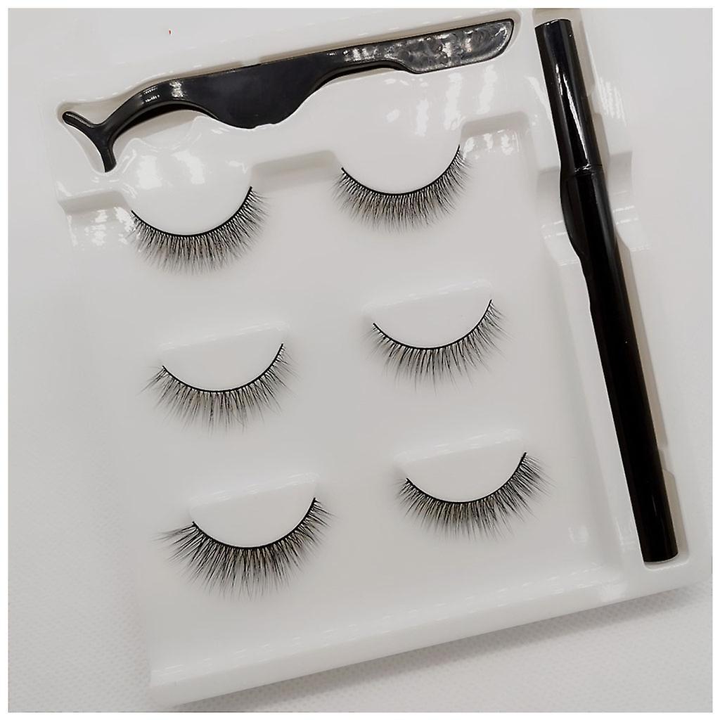 unbrand Glue-free Natural Look Eye Lashes Kit With Tweezers Reusable Lashes No Glue Mix