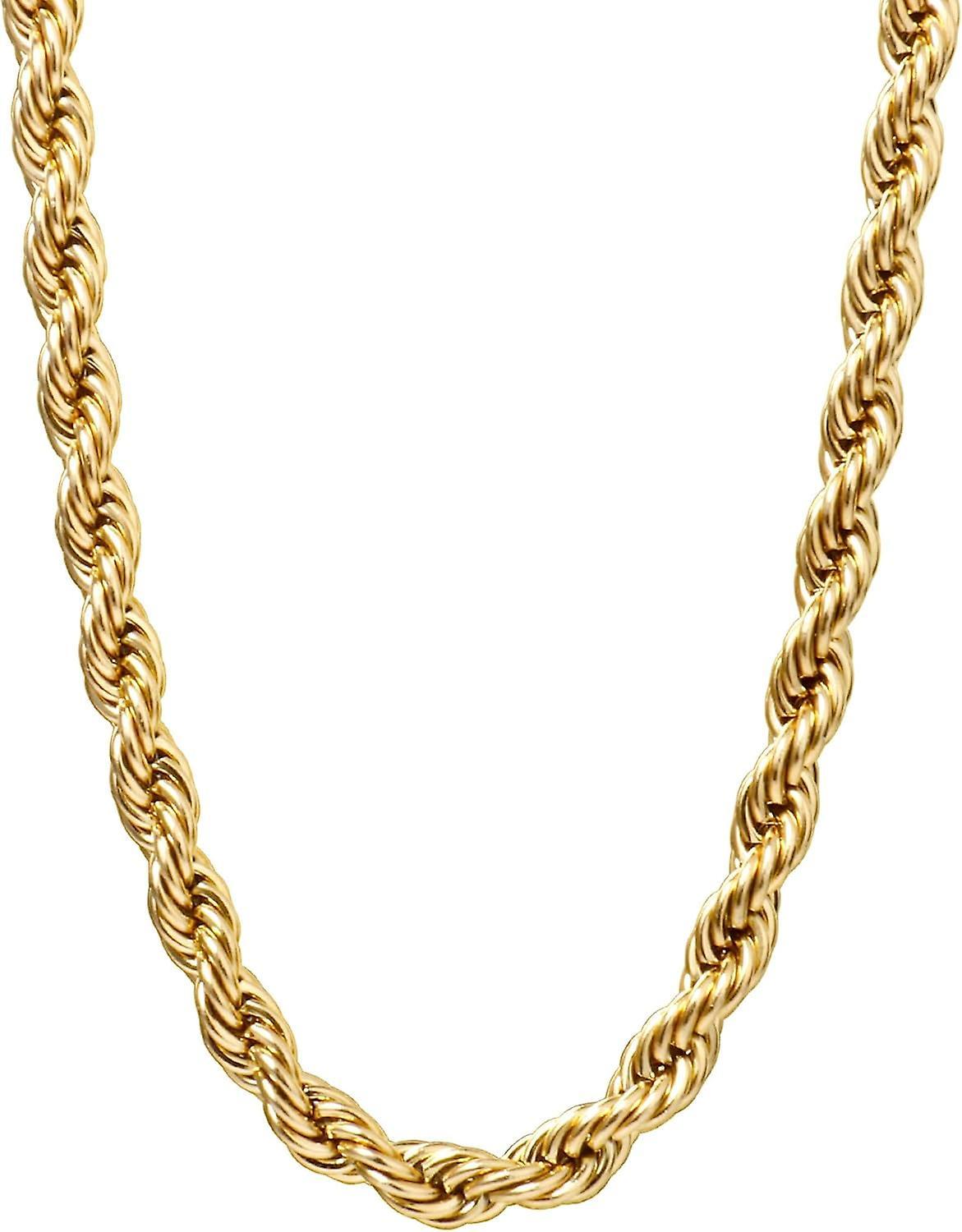 Maromalife Gold Rope Chain For Men 2.5mm 3mm 4mm 18k Gold Plated Stainless Steel Rope Chain Necklace For Mens Women gold-4mm 22in