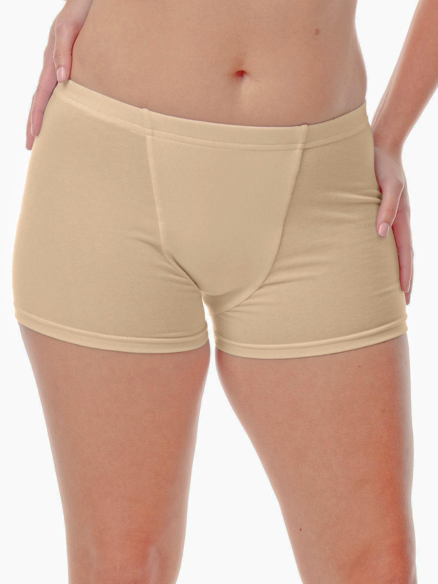 Underworks Vulvar Varicosity and Prolapse Support Boy-Leg Brief with Groin Compression Bands - 523 Beige Large