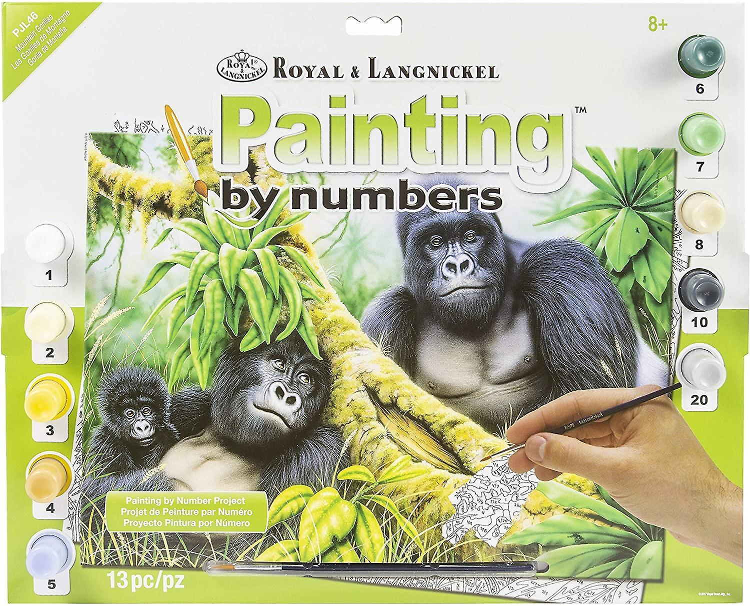 Royal Brush Paint By Number Kit Large - Mountain Gorillas