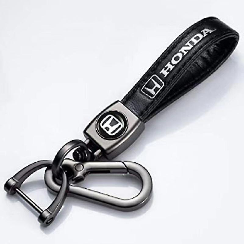 unbrand Leather Keychain Hook Key Pendant with Car Brand Logo Spring Buckle & Ring Compatible with Main Car Brand New HONDA