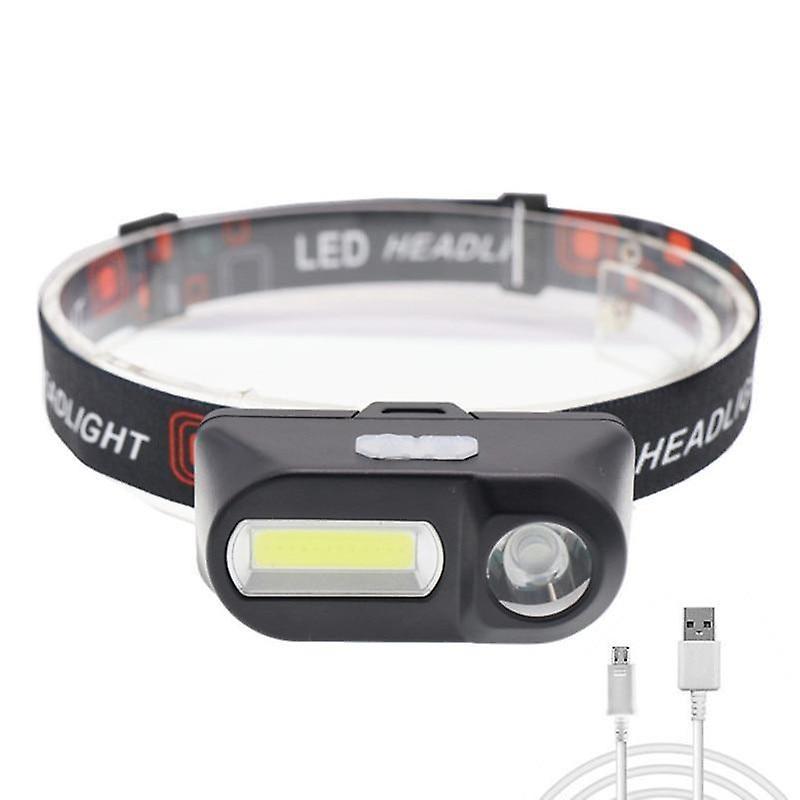 Slowmoose Portable Mini Xpe+cob Led Headlamp -usb Rechargeable, For Camping No Battery