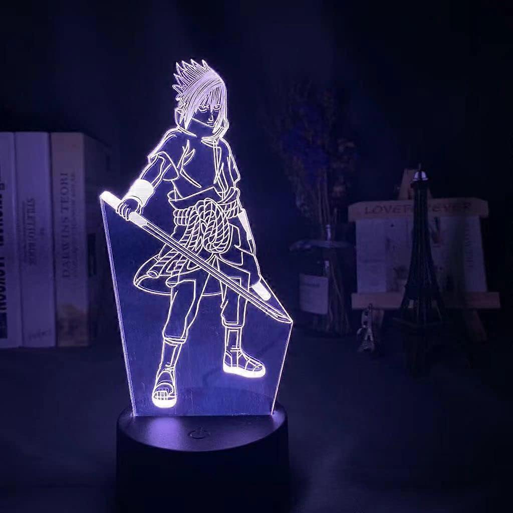 Xcy 3D Night Light Uchiha Sasuke, 7 Colors Acrylic Plate 3D Visual lamp, 3D Illusion Lamp with 2 Ways Power Modes, Pefect Birthday Gift