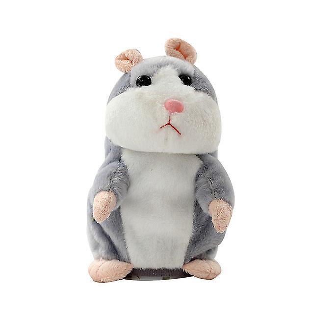 El Contente Stuffed Hamster Talking Toy Animal Voice Leaning Plush Doll 18cm Gray