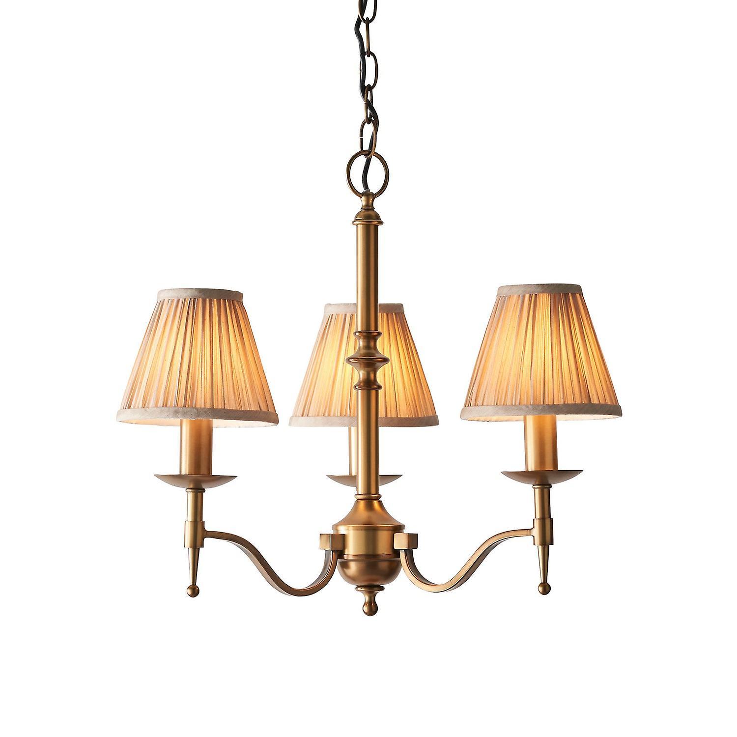 Stanford 3 Light Multi Arm Ceiling Pendant Chandelier Antique Brass E14