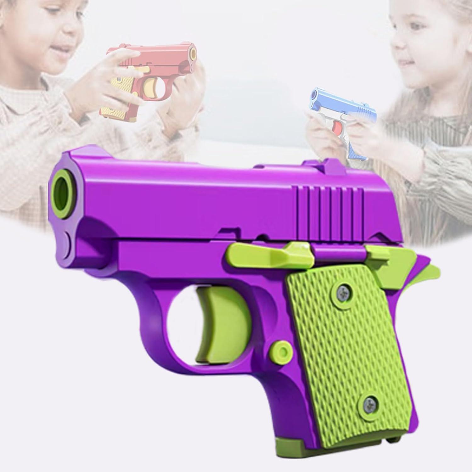 Frusde 3d Printed Small Pistol Toys, Stress Relief Pistol Toys For Adults, Fidget Toys Suitable For Relieving Adhd Anxiety Gifts Purple