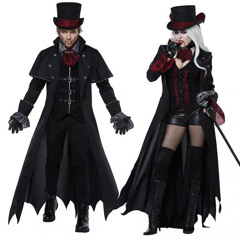 Duqi Cosplay Halloween Costume Adult Men Women Couple Vampire Costume Masquerade Stage Costume Devil Costume Zombie Ghost Dress L