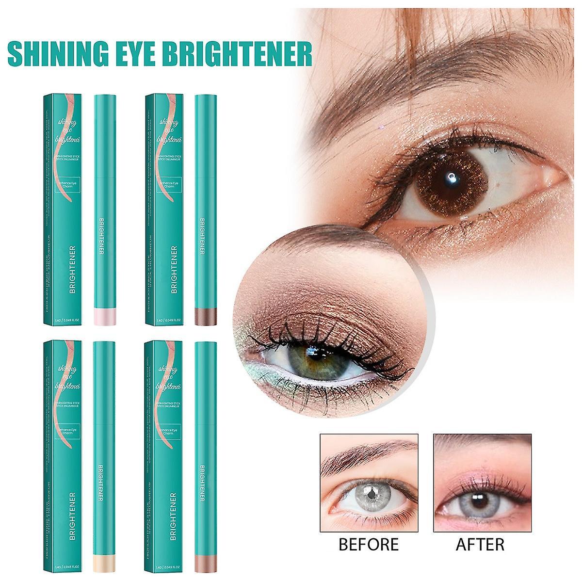 Frusde Eyeshadow Stick, 4pcs Eye Shadow Brightener Stick, Waterproof Glitter Eyeshadow Pencil Highlighter Eye Liner, Long Lasting Eye Makeup