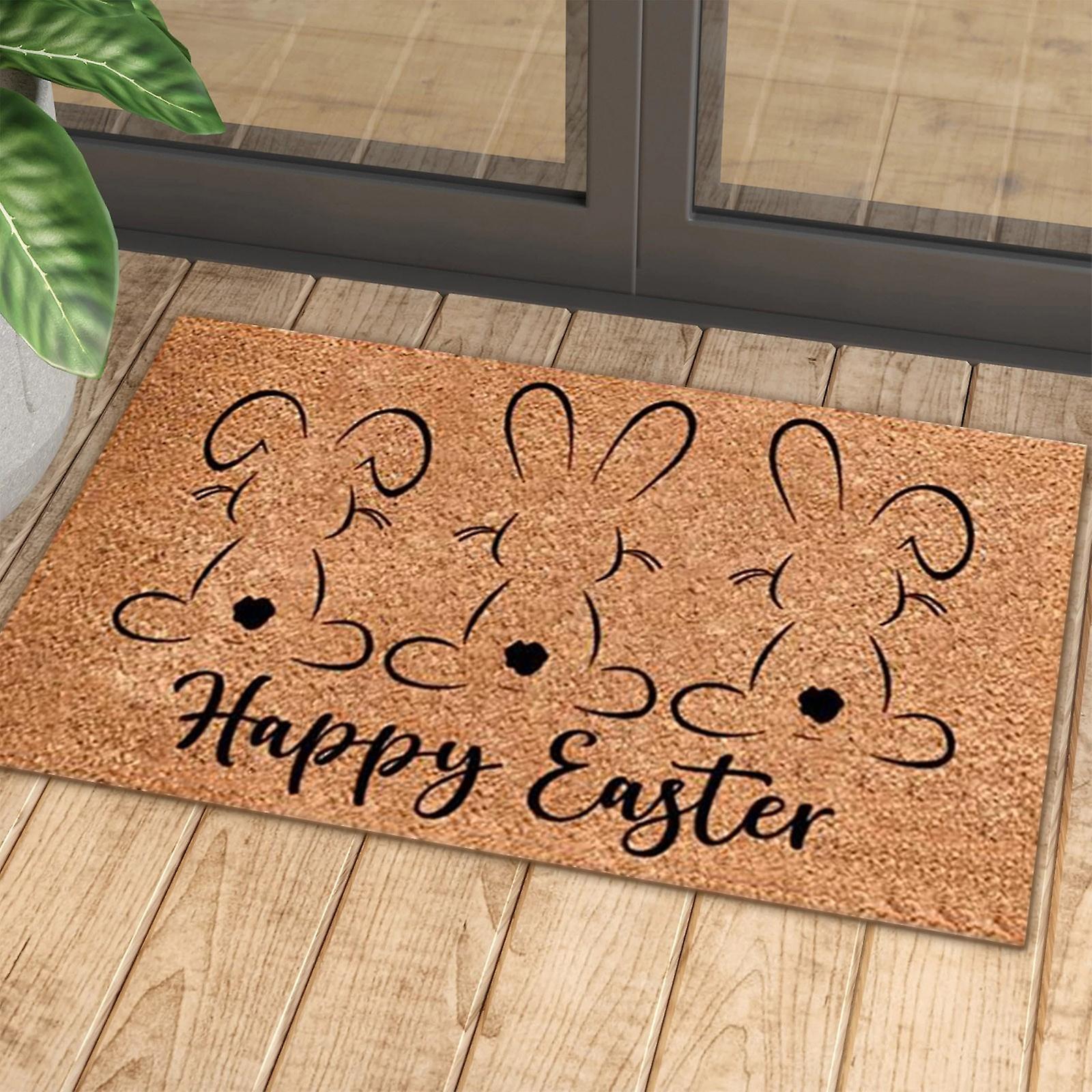 Baodan Easter Doormat Happy Easter Home Decorations Non-Slip Welcome Mats For Front Door, Indoor Outdoor Funny Rug For Home Kitchen eierfarben oste...