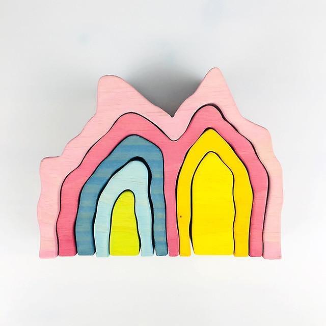 Slowmoose Large Size Rainbow Stacker, Wooden-building Blocks Blue