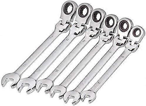 Aiducho Acrux7 6 Pack Flex Head Ratcheting Wrench Set, 8-13 mm Ratcheting Combination Wrench, Chrome Vanadium Steel Gear Wrench for Metric Hex Nuts...