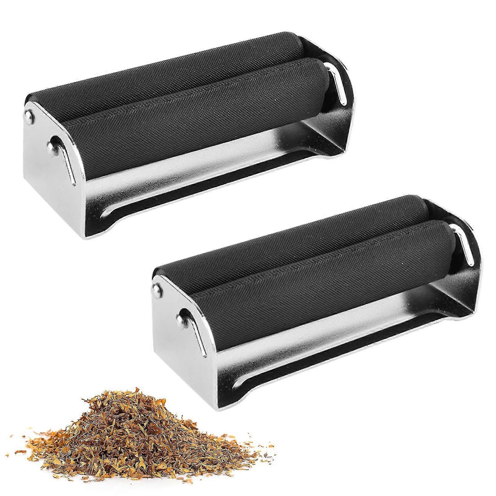 Vrxin 2pcs Metal Tobacco Roller, Easy Use Manual Cigarette Rolling Machine, 70mm Tobacco Maker Tool, Roller Cigarette