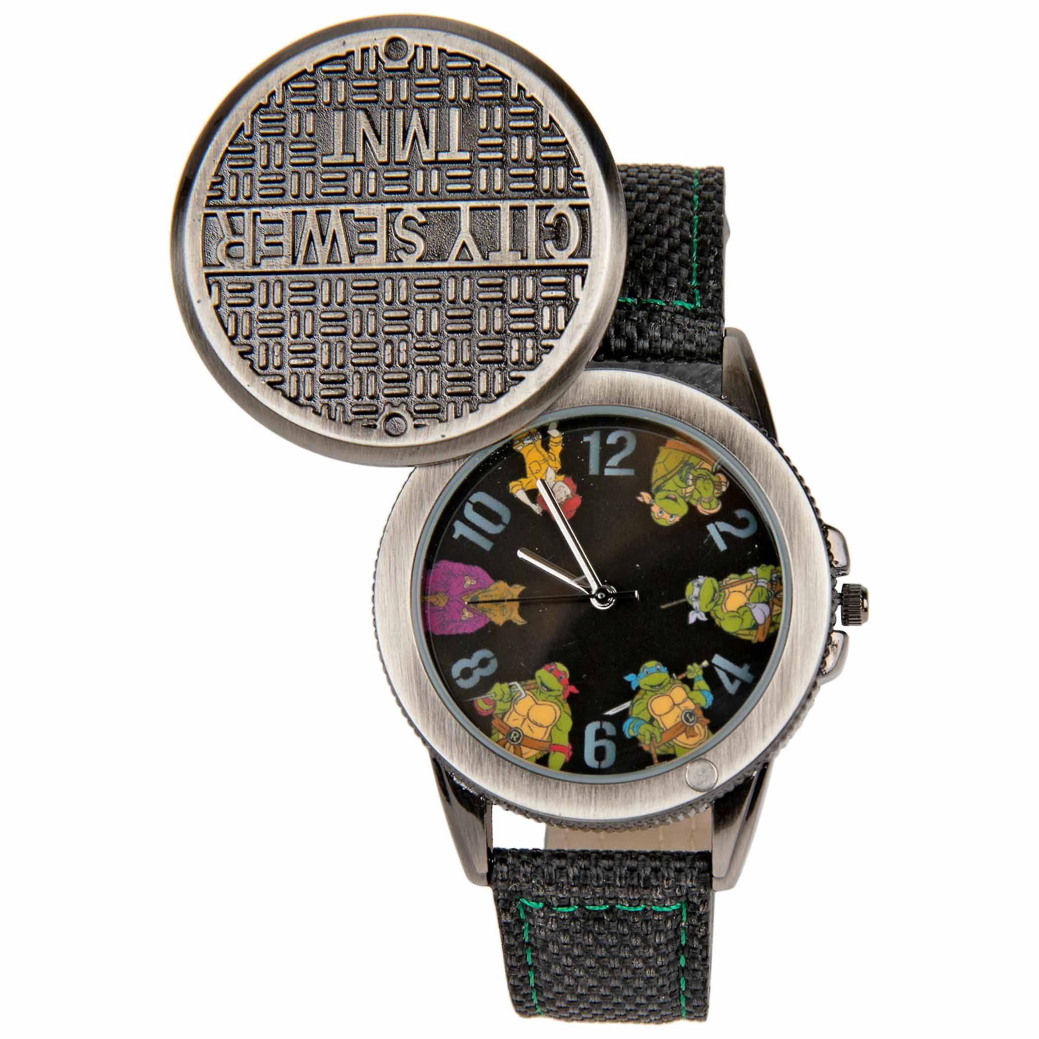 Cartoons Teenage Mutant Ninja Turtles Members & Sewer Plate Watch Black