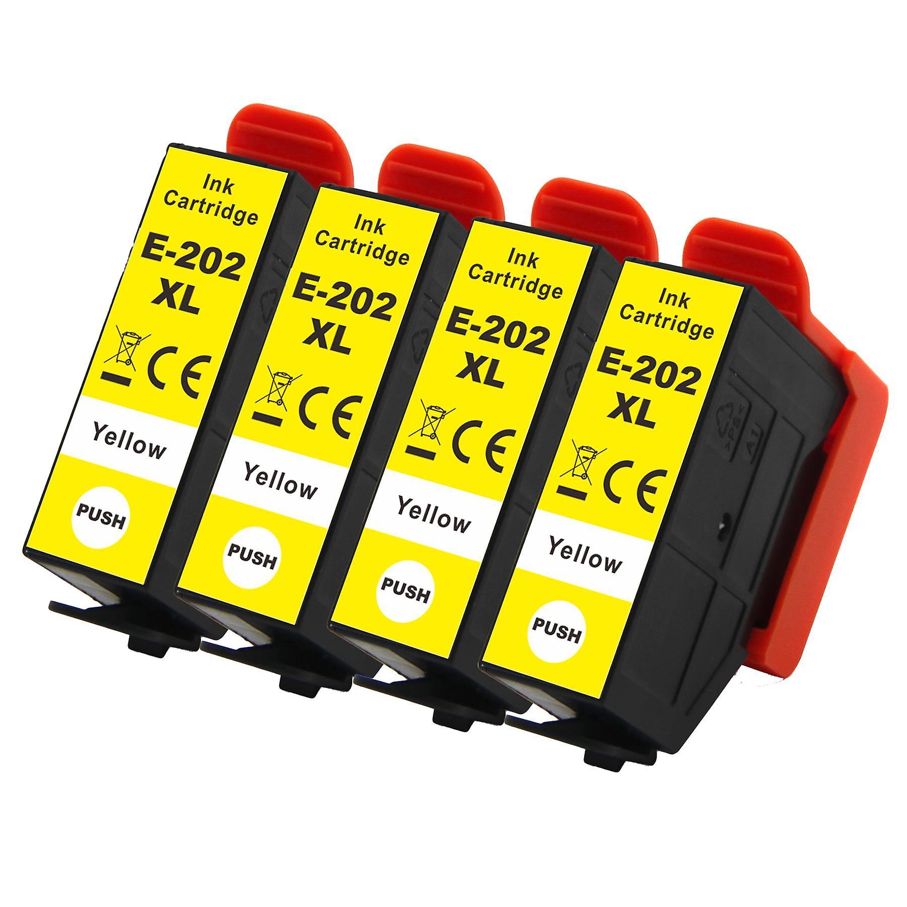 4 Yellow Ink Cartridges to replace Epson 202XLY Compatible/non-OEM from Go Inks