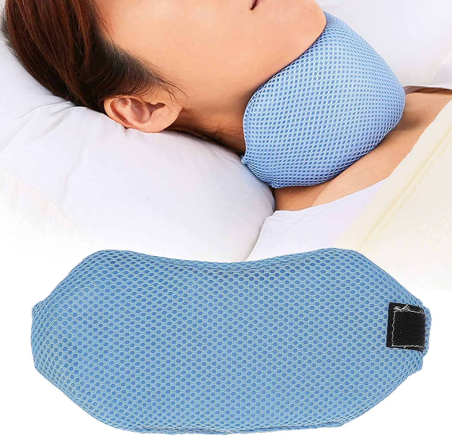 Elewelt Adjustable Anti Snoring Neck Brace Strap Stop Snore Jaw Belt Anti Apnea Chin Support Strap Night Sleeping Aid Anti Snoring Neck blue