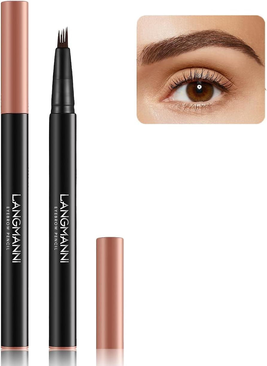 Fongwan Eyebrow Pencil, Eyebrow Microblading Pen Eyebrow Tattoo Pen Micro 4 Point Brow Pen Waterproof for 3D Natural Eyebrow Looking Light brown