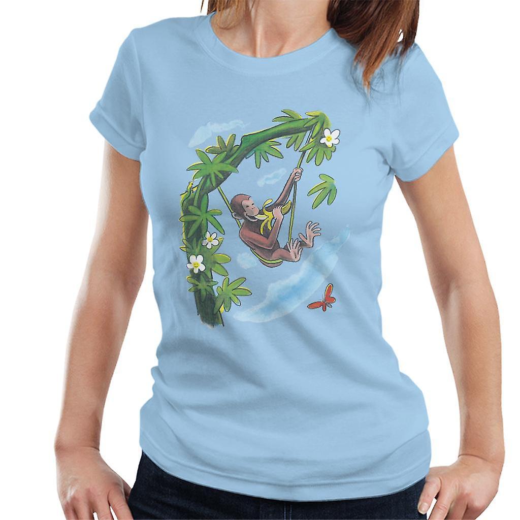 Curious George Vine Hammock And Banana Women's T-Shirt Sky Blue X-Large