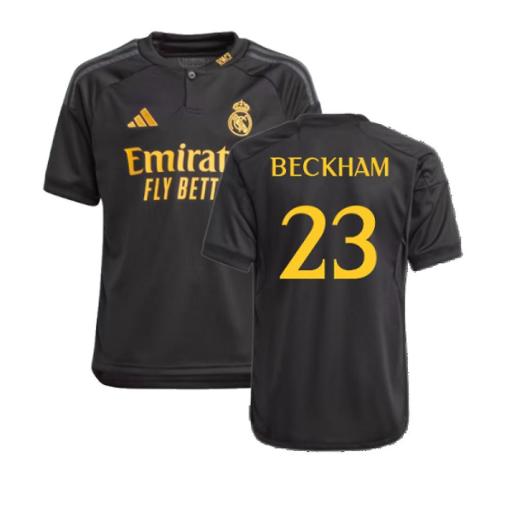 Adidas 2023-2024 Real Madrid Third Shirt (Kids) (Beckham 23) Black 7-8 Years - 26-28 inch - 71cm