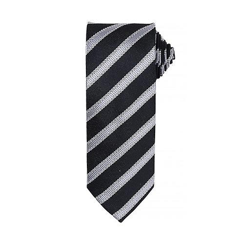 Premier Mens Waffle Stripe Formal Business Tie Black/Lime One Size