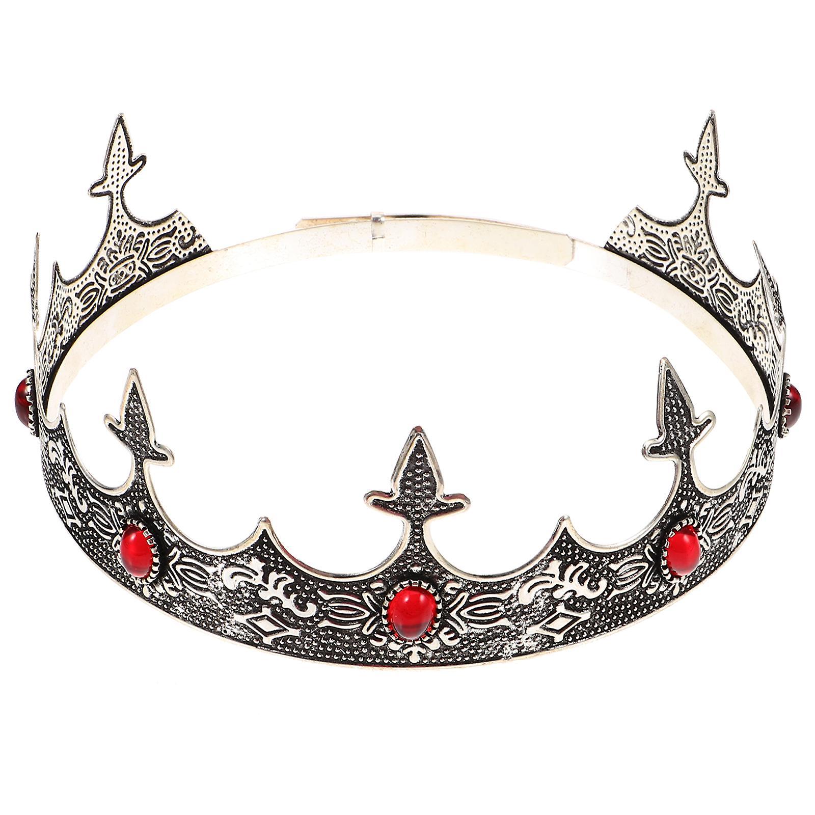 Tinksky Prince Crown Cosplay Crown Decorative Crown Party Crown Headpiece Vintage Crown for Men 18.50X18.50X6.50CM