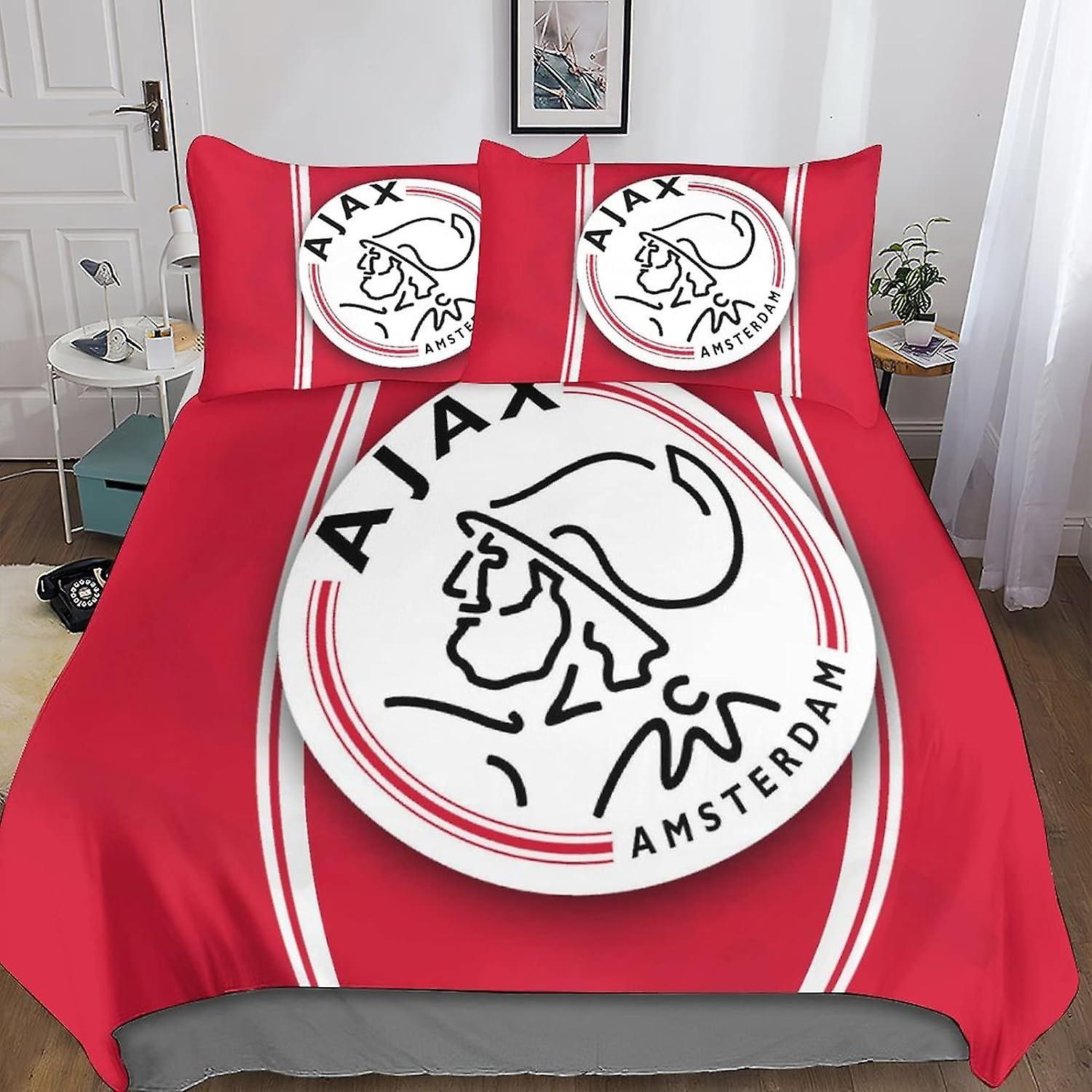 Kerota Ajax Logo Duvet Cover D, Parts Football Sports Microfiber Duvet Cover Bedding Suitable for Teens and Adults Kingxc Single135x200cm