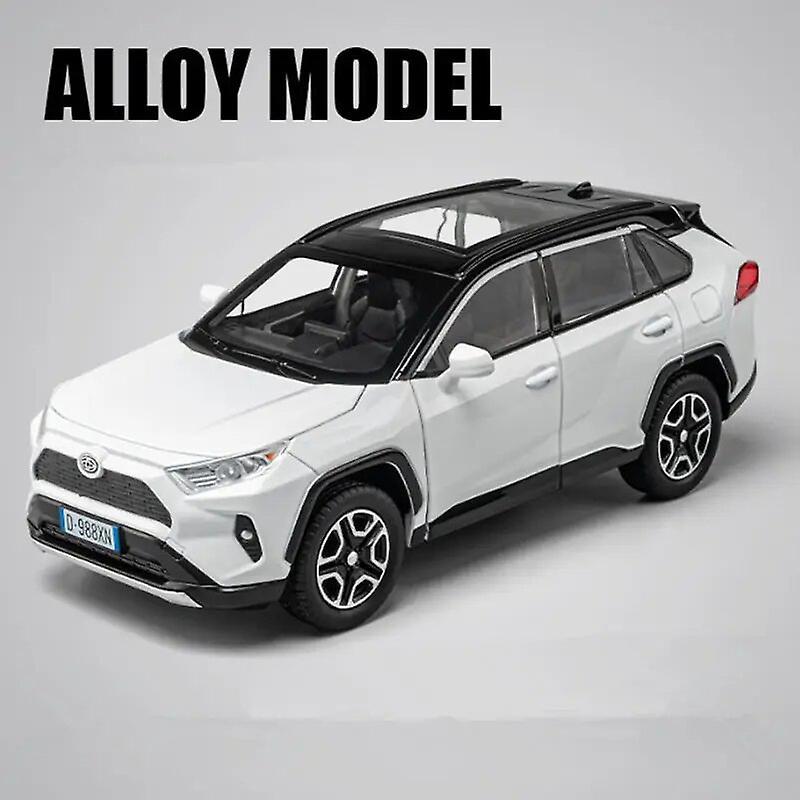 Aintier 1:22 RAV4 SUV Alloy Car Model Diecast Metal Off-road Vehicles Car Model High Simulation Collection Sound and Light Kids Toy Gift White