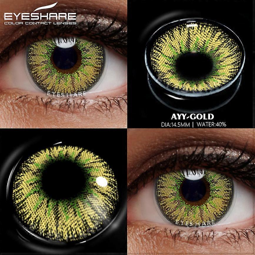 Redkid YELLOW Color Contact Lenses for Eyes Makeup Beauty Contact Lenses Eye Cosmetic Color Lens Eyes Cosplay Anime Accessories AYY-GOLD