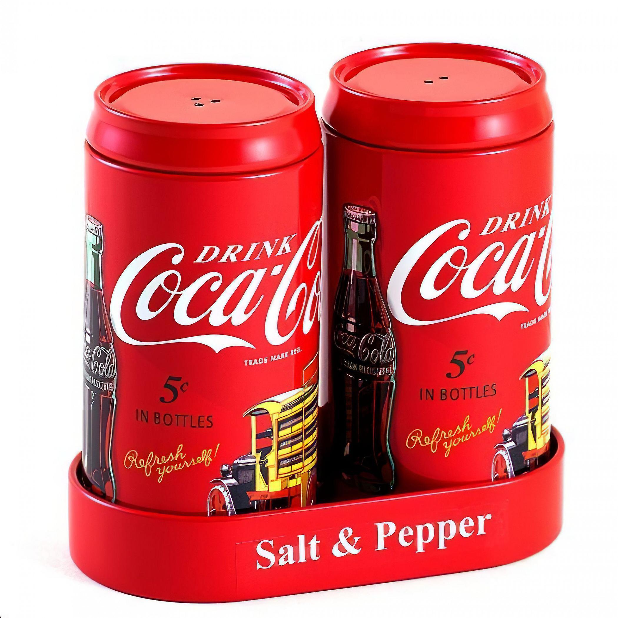 Famous Brands Coca-Cola Vintage Style Salt and Pepper Shaker Set Red