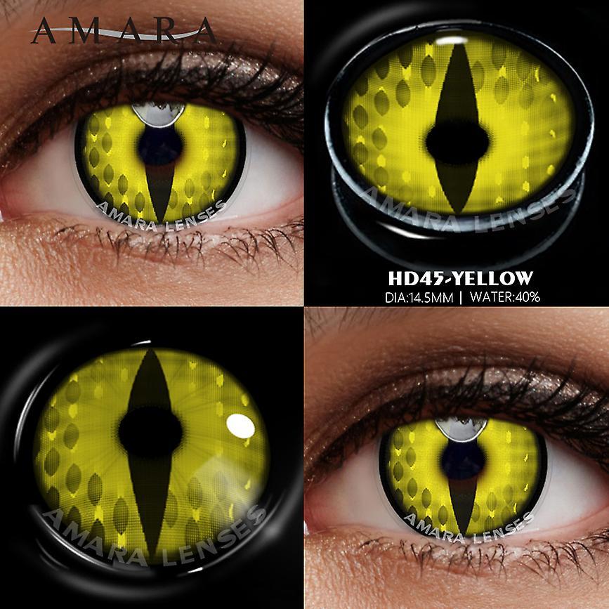 Visgaler Color Contact Lenses For Eyes Anime Cosplay Colored Lenses Brown Green Multicolored Lenses Contact Lens Beauty Makeup HD45-YELLOW