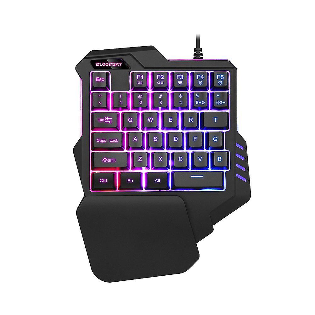 Cremlank Wired Ergonomic Single Hand USB LED Backlit Mechanical Feel Gaming Keyboard