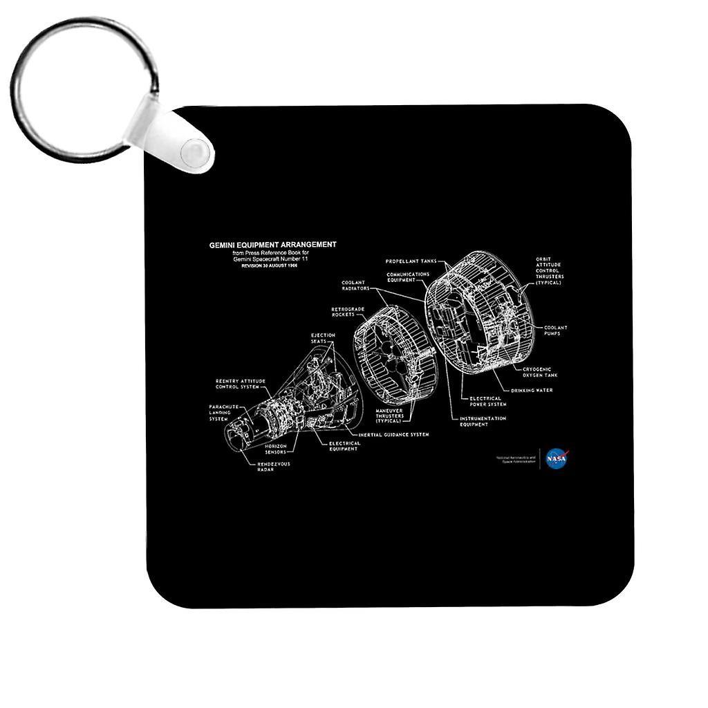 NASA Gemini Spacecraft Schematic Keyring Black 5cm x 5cm