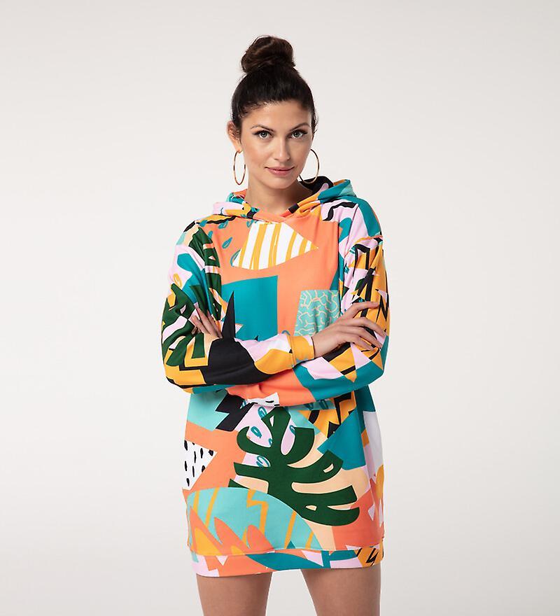 Mr Gugu & Miss Go Mr. Gugu Miss Go TROPICAL ABSTRACT OVERSIZE HOODIE DRESS orange L