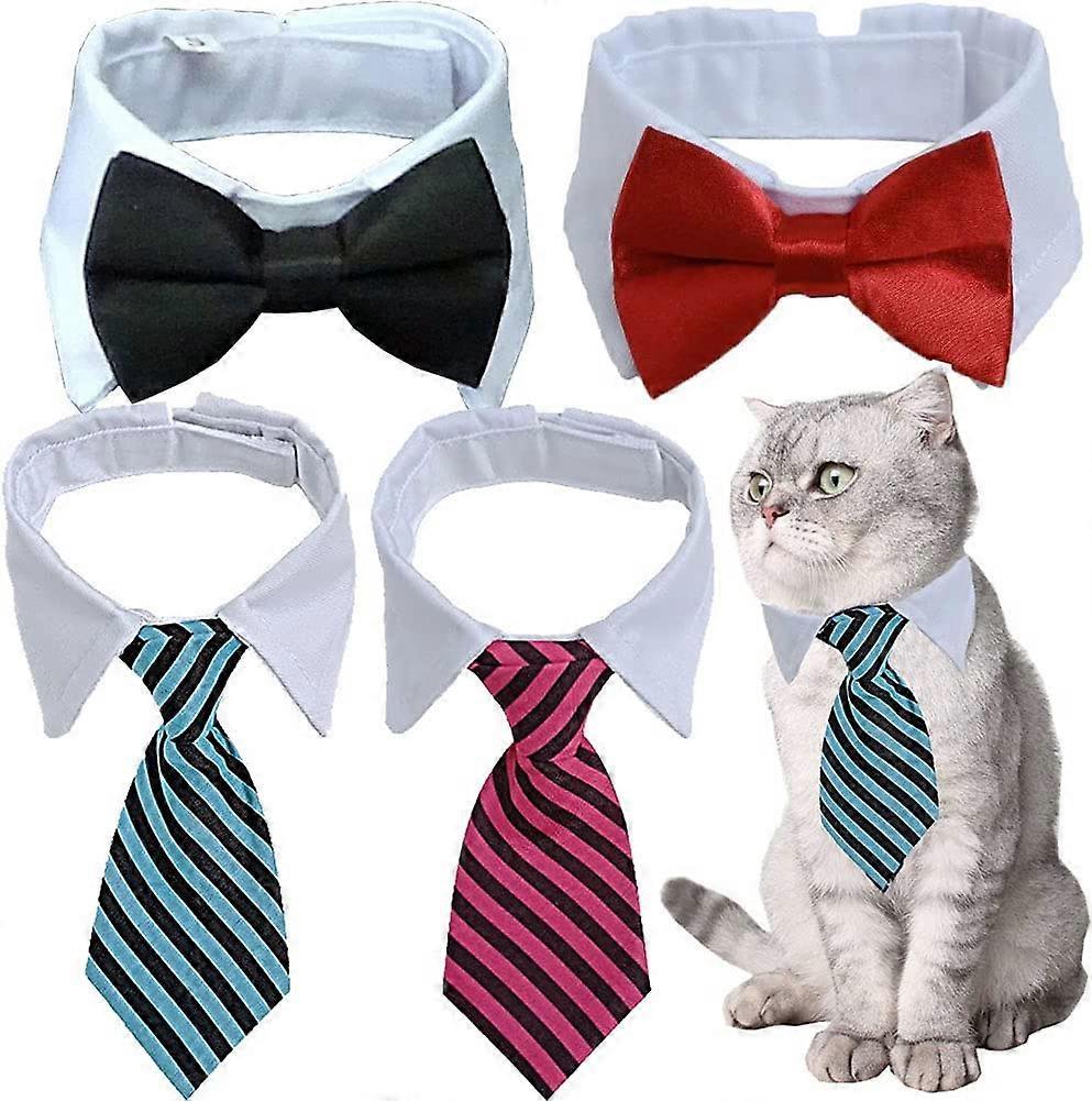 Phwj 4 Pieces Pets Dog Cat Bow Tie Pet Costume Adjustable Formal Necktie Collar for Cats Small Dogs Puppy Grooming AccessoriesS