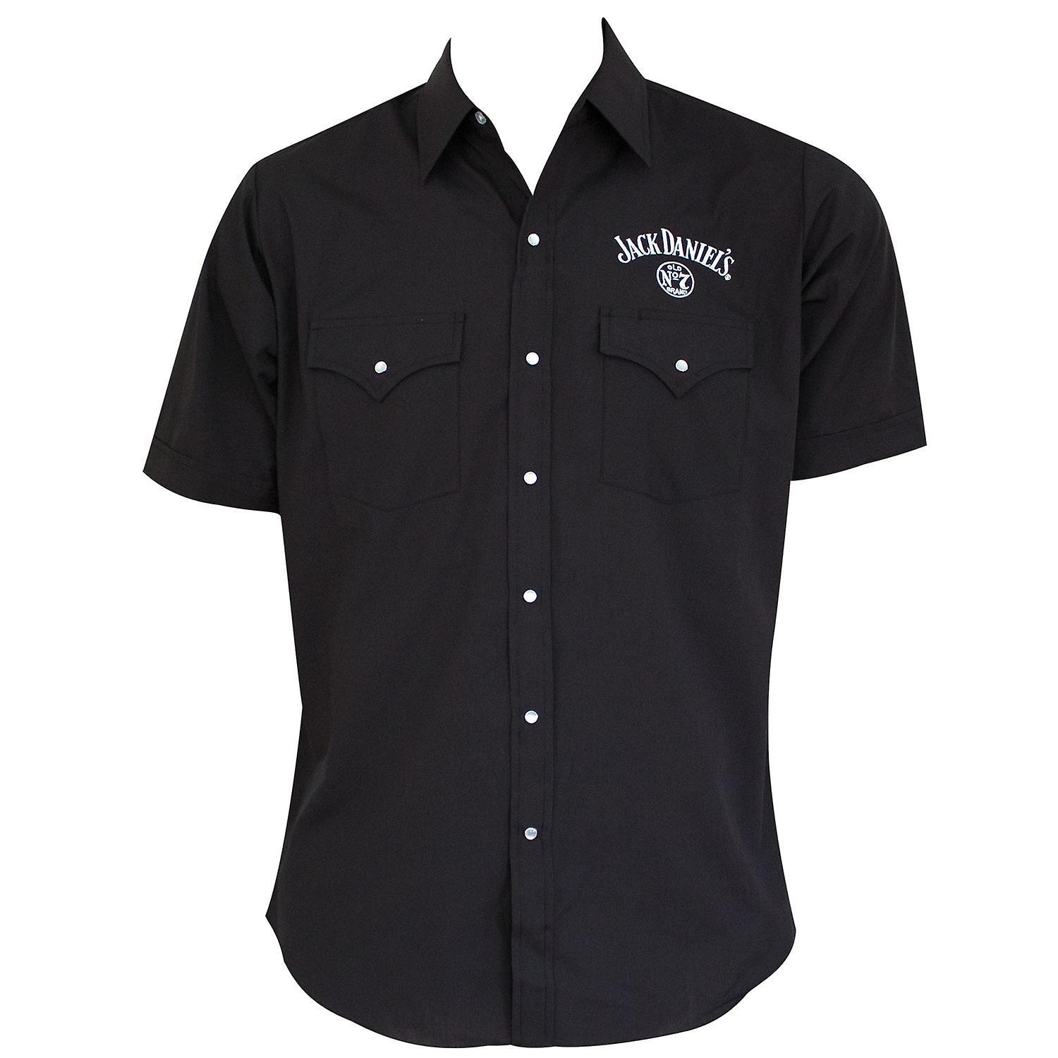 Jack Daniel's Jack Daniels Black Short Sleeve Button Down Shirt XX-Large