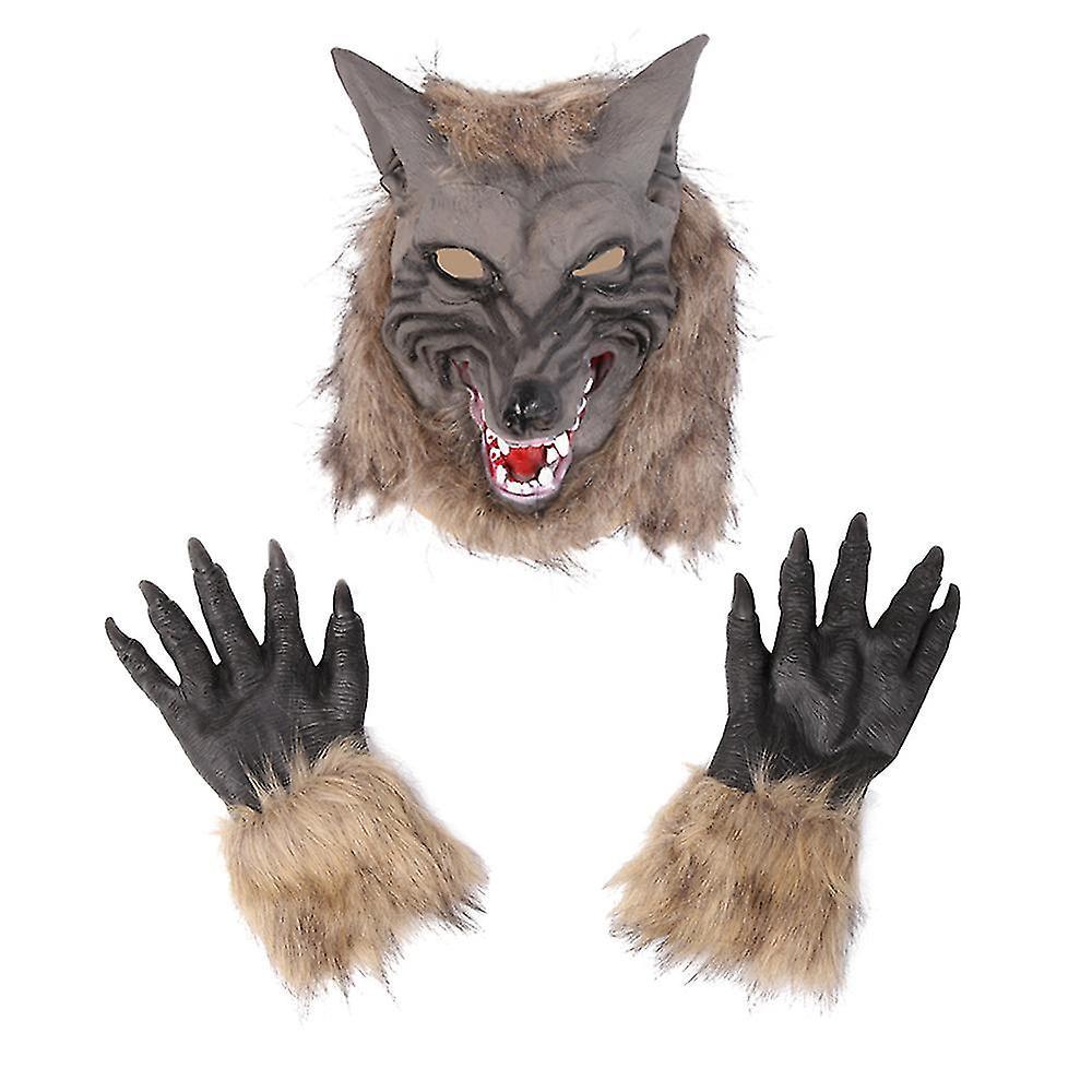 Hazell 2024  New  Costume Mask Wolf Mask Adults Halloween Party Cosply Wolf Werewolf Headwear Costume Mask Headwear