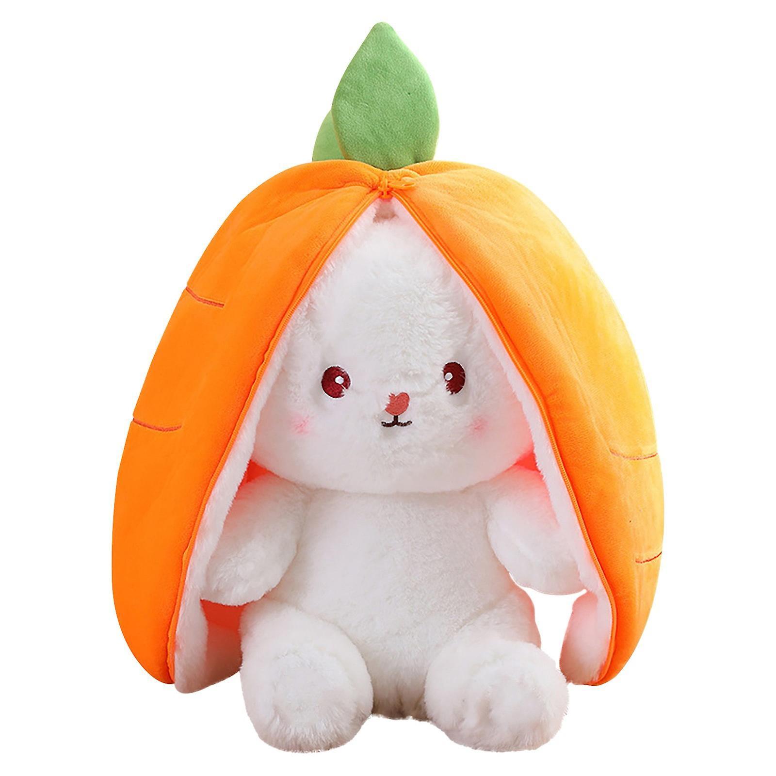 Unbrand Animal Toys Easter Stuffed Cute Bunny Turn Into Rabbit Fruit Doll Carrot Strawberry Cute Bunny Doll Plush Toy A