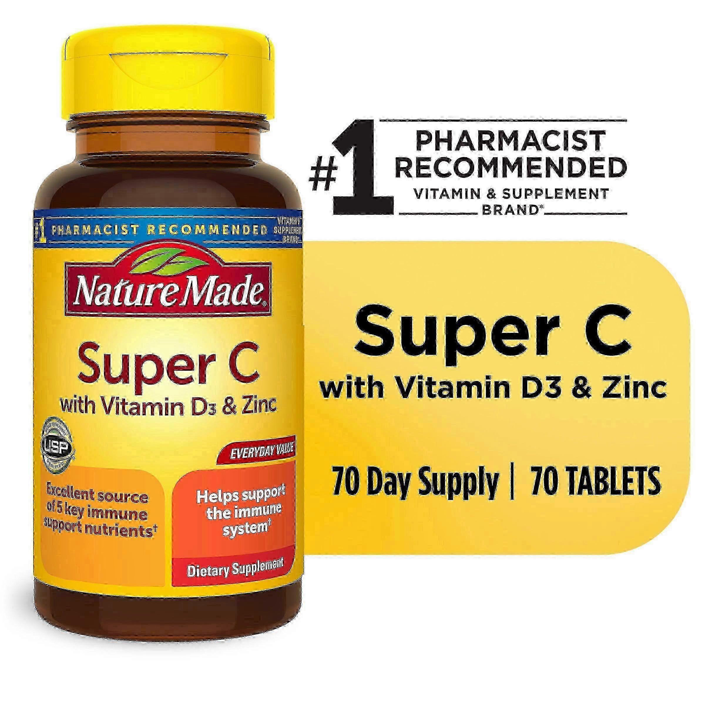 Nature made super c with vitamin d3 & zinc tablets, 70 ea