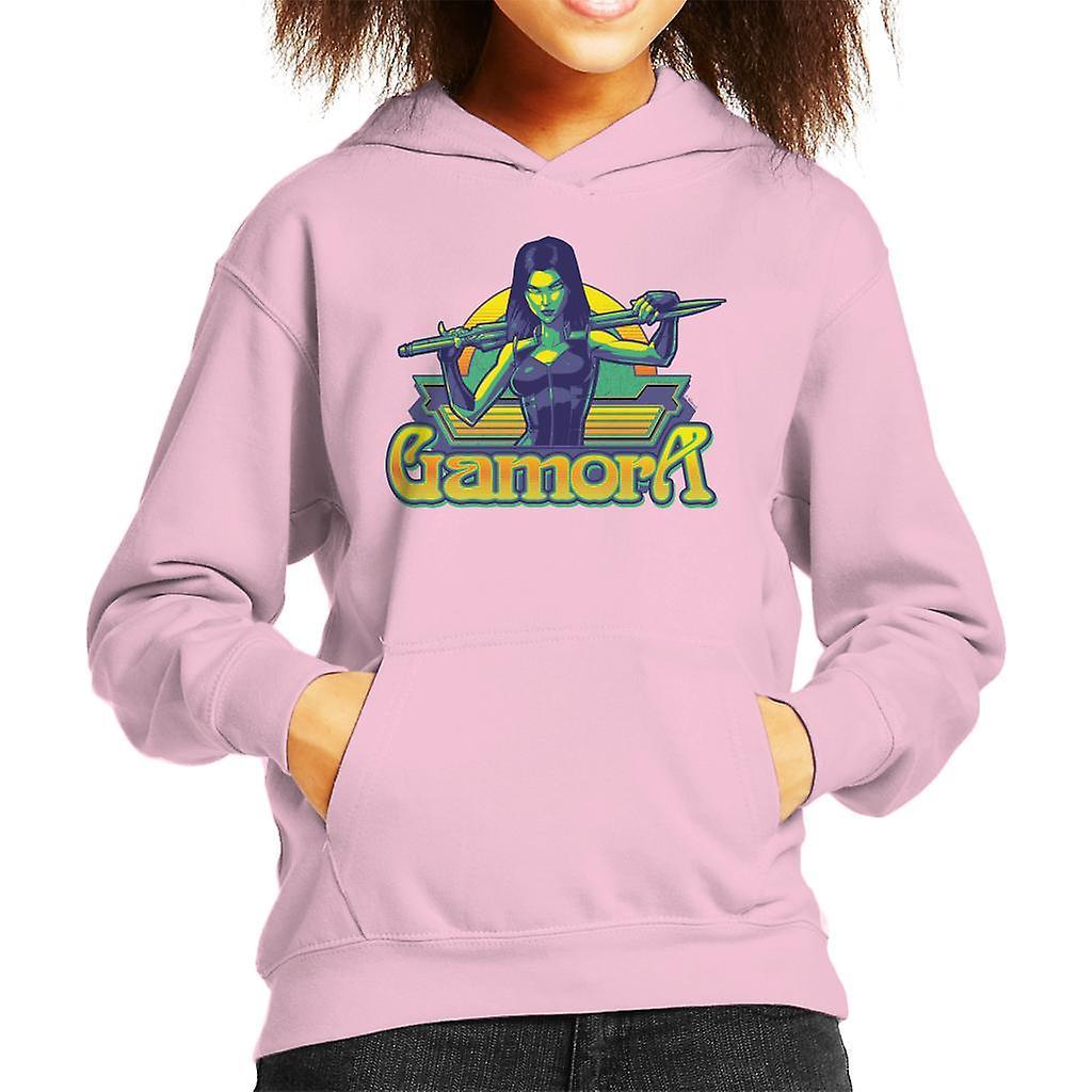 Marvel Guardians Of The Galaxy Gamora Sword Pose Kid's Hooded Sweatshirt Light Pink Medium (7-8 yrs)