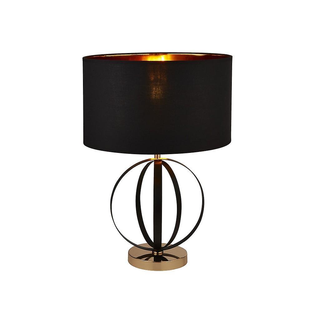 Searchlight Lighting Table Lamp Black, Gold with Black Shade, Gold Inner