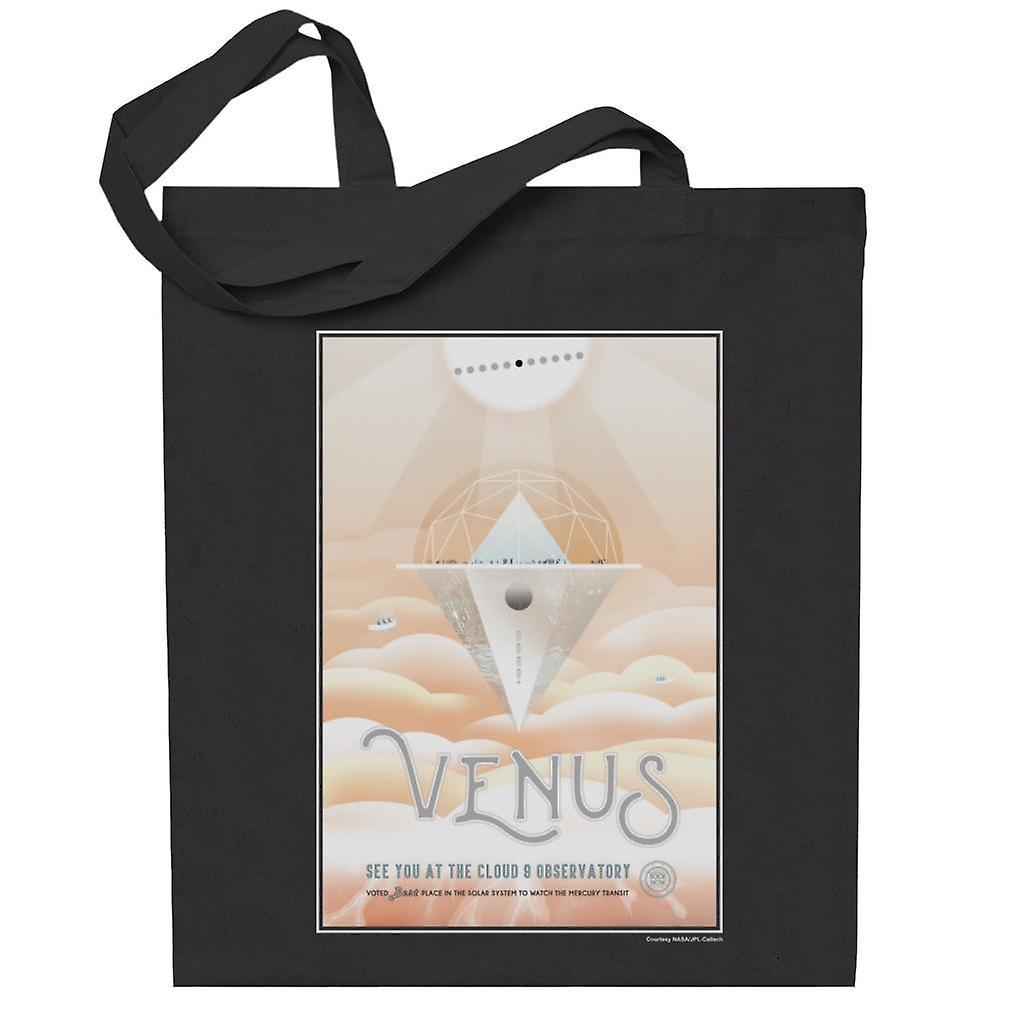 NASA Venus Cloud 9 Interplanetary Travel Poster Totebag Black 38 x 42 cm