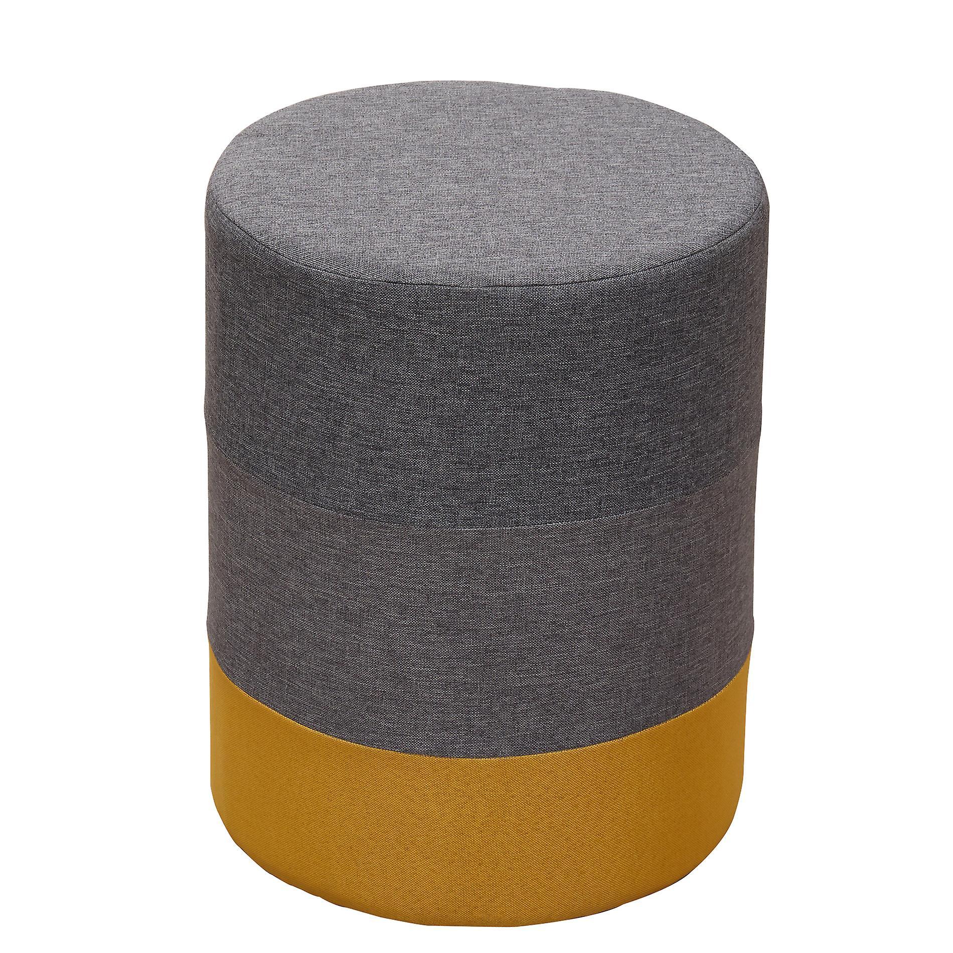 Mobili Rebecca Rebecca Furniture Footrest Pouf Padded Wood Yellow Fabric Grey 45x35x35