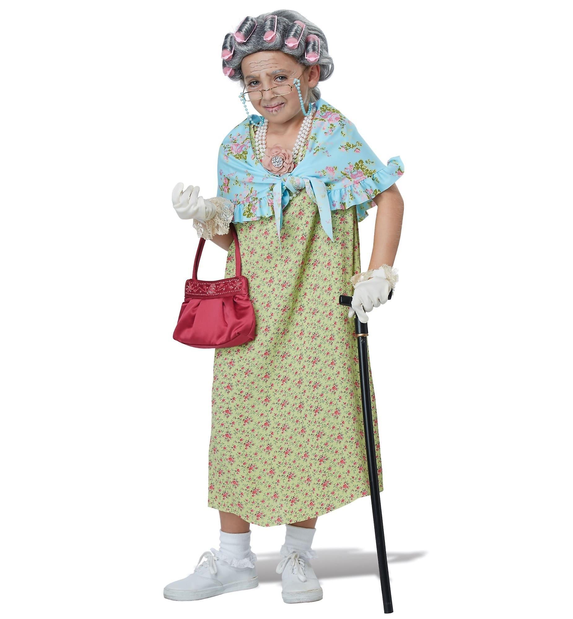 California Costume Collections Old Lady Granny Grandma 100 Days of School Book Week Child Girls Costume Kit Blue One Size