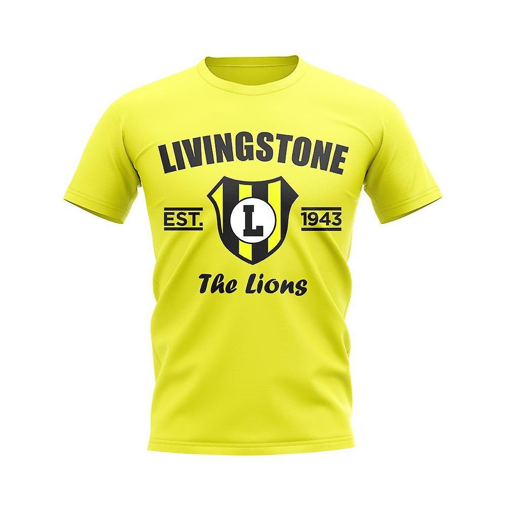 UKSoccerShop Livingston Established Football T-Shirt (Yellow) Womens XXL (Size 18 - 40 inch Chest)