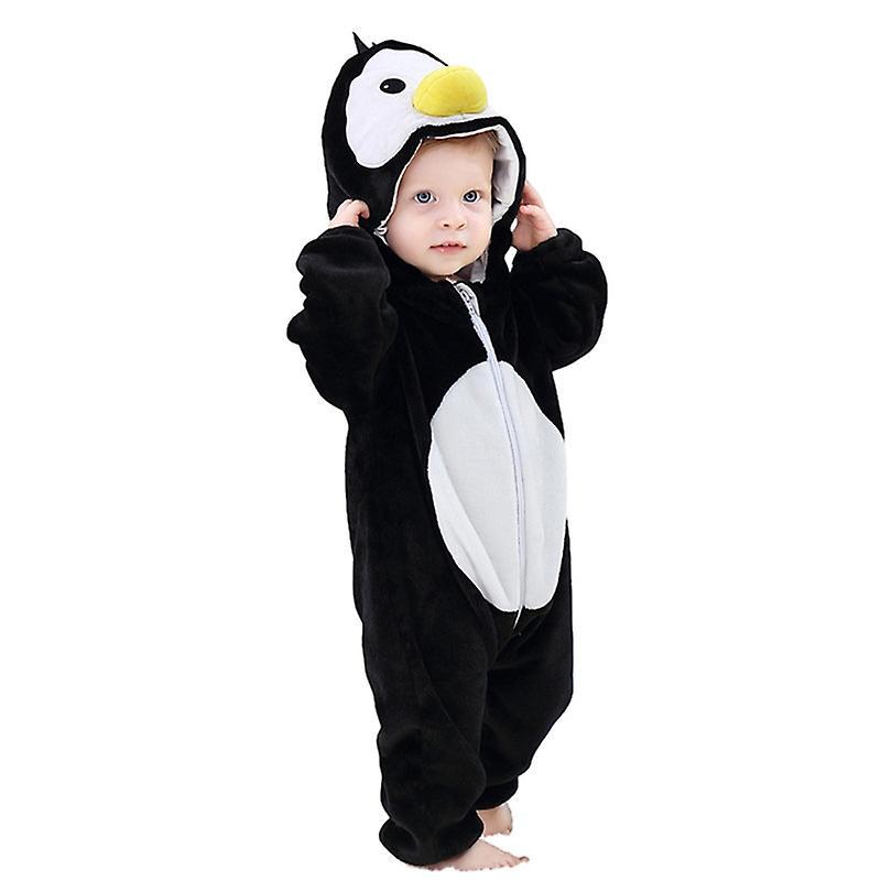 Jielin Unisex Baby Animal Costume Winter Autumn Flannel Hooded Romper Cosplay Jumpsuit penguin 120