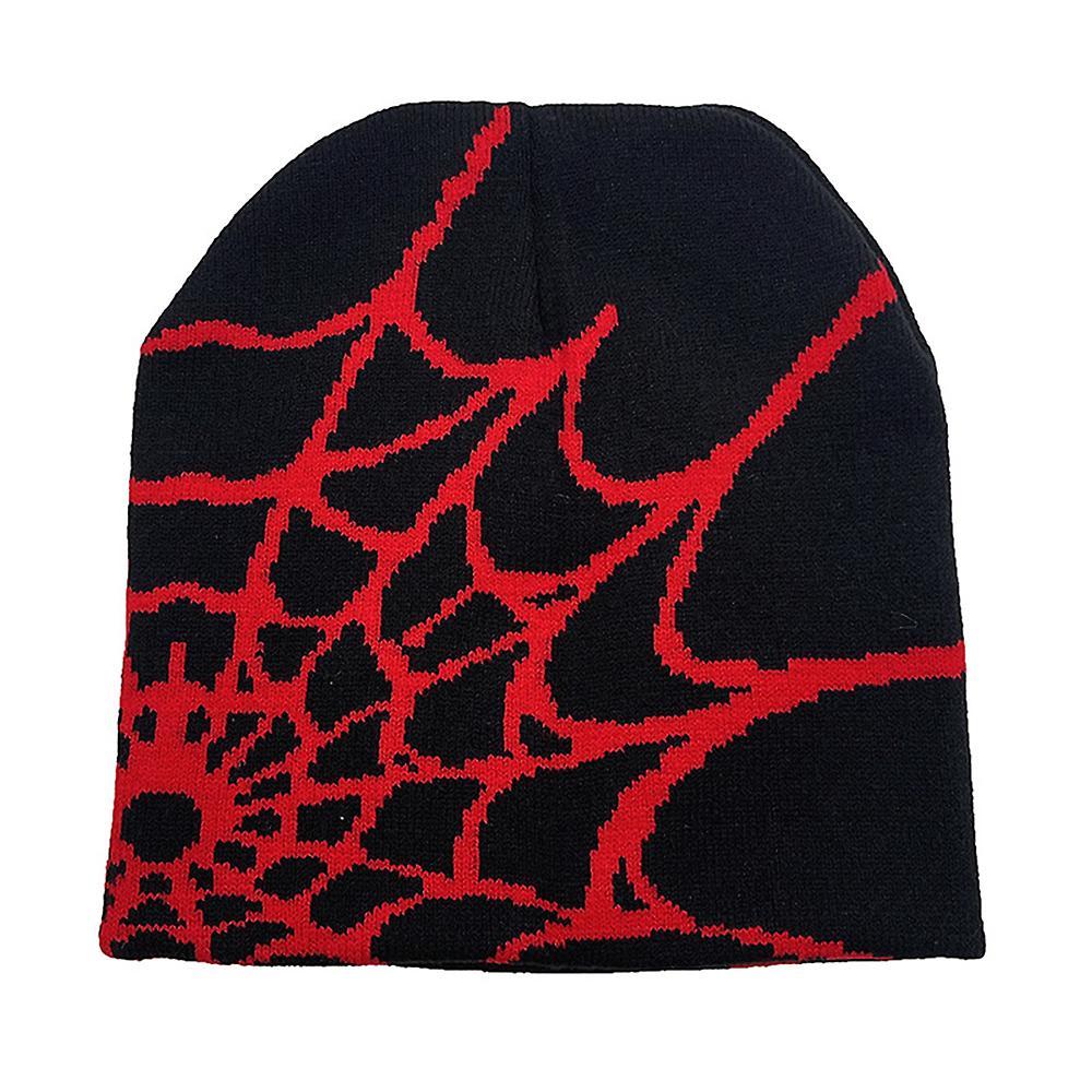 Eocici Women Men Spider Web Beanies Hat Autumn Winter Hat Warm Knitted Beanies Cap Gifts Red