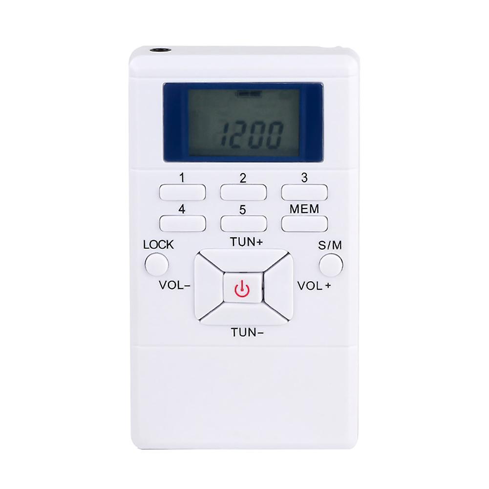 Fiauli HRD-102 Mini Pocket Digital 2CH Single Band FM Radio Receiver with Earphone White