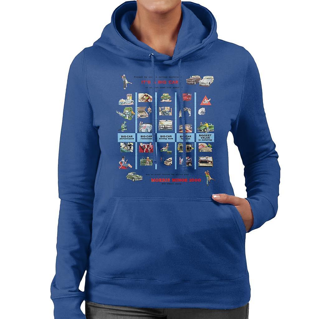 Morris Advert Design British Motor Heritage Women's Hooded Sweatshirt Royal Blue Medium